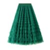 Mesh Ruffle Skirts Women's Temperament Elastic Waist Multi Layers Solid Color Party Cake Sweet Skirt