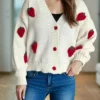 Strawberry knitted sweater cardigan jacket