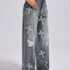 Cross Wide Leg Jeans with Pockets