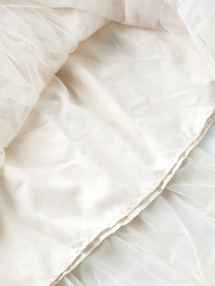 Gauze Spliced A-line Skirt