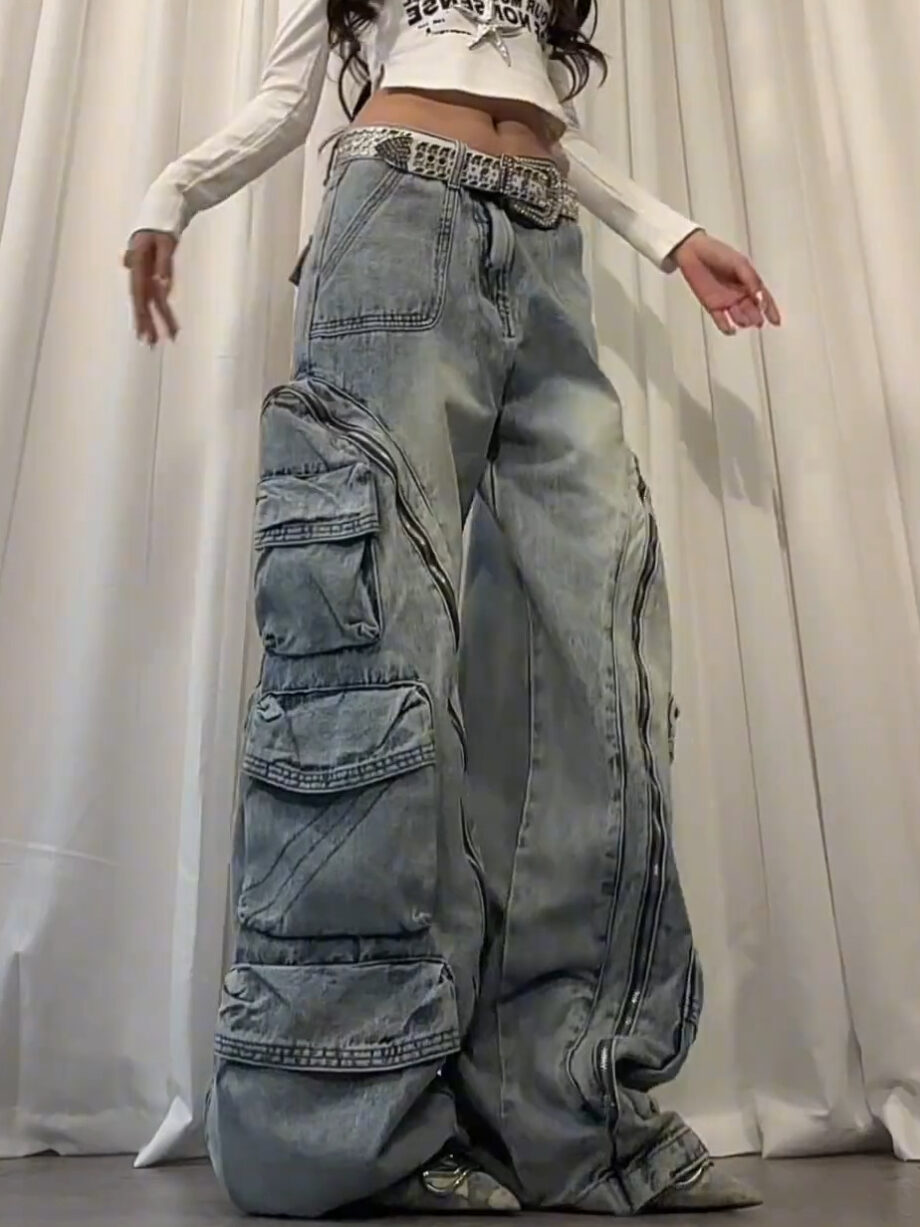 Washed multi pocket Jeans