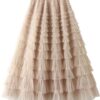 Mesh Ruffle Skirts Women's Temperament Elastic Waist Multi Layers Solid Color Party Cake Sweet Skirt