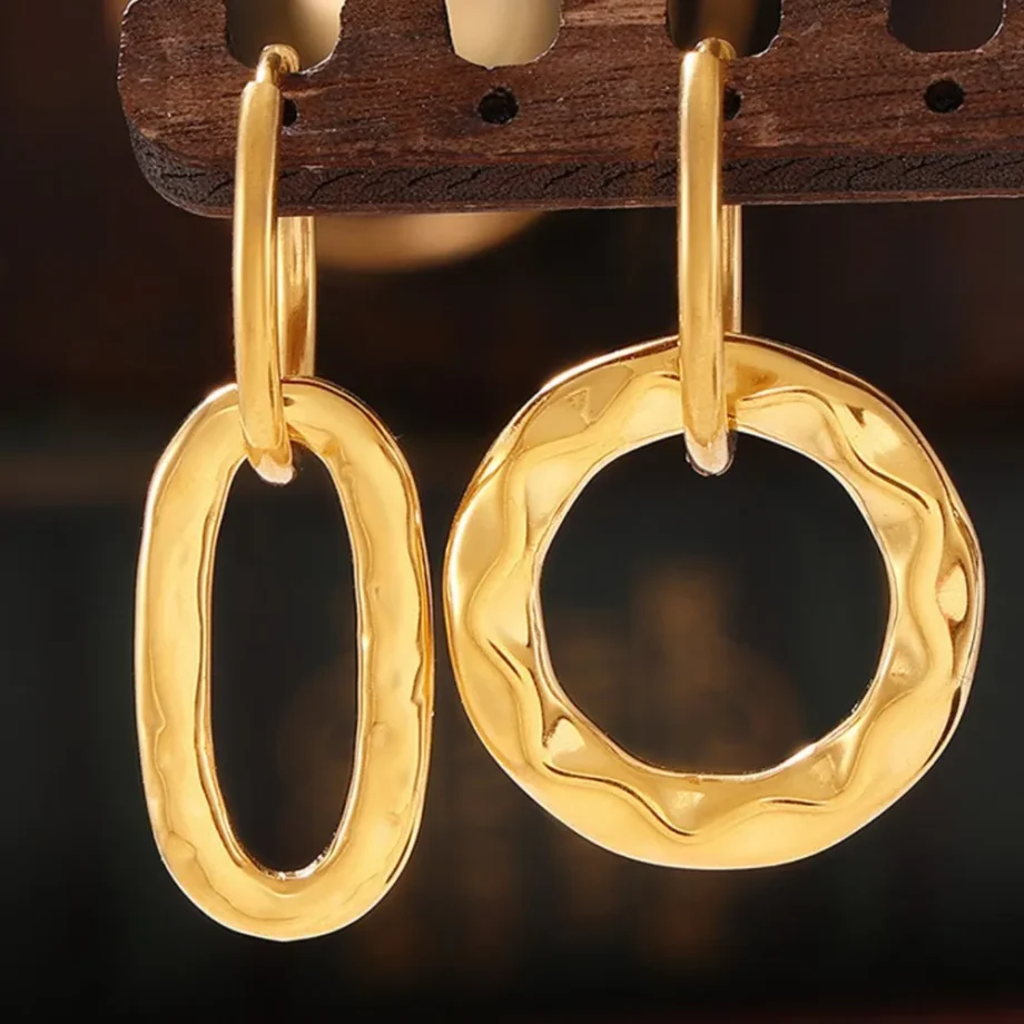 Retro Geometric Asymmetric Buckle Earrings