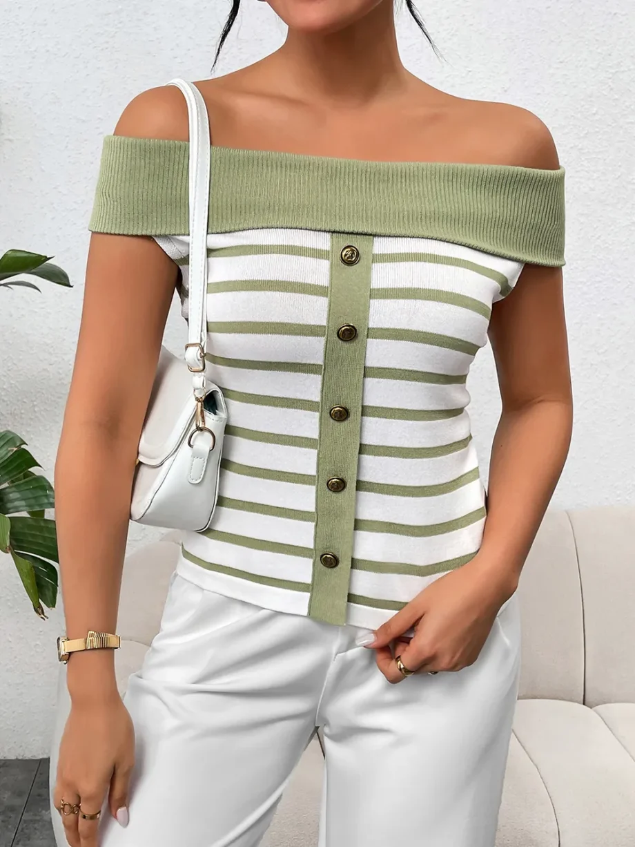 Sailor Stripe Off-Shoulder Top