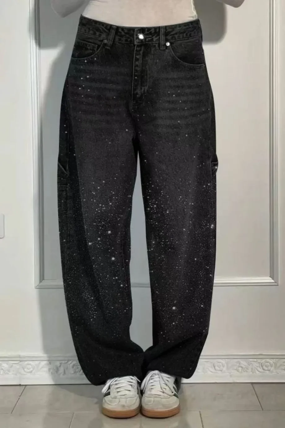 LuxeWashed Rhinestone Wide-Legs