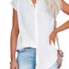 Chic Button-Up Cap Sleeve Shirt