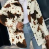 Cow Print Fuzzy Jacket