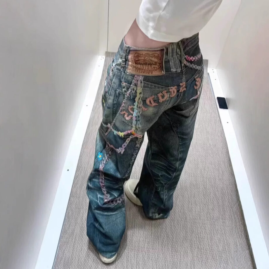 Loose Fit Jeans with 3D candy chain printed