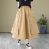 Loose Cotton Cargo Long Skirt