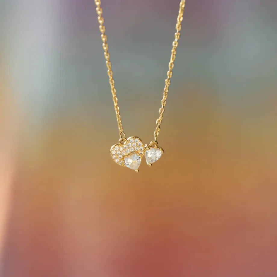 Dual Heart Silver Necklace