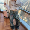 Loose Fit Jeans with 3D candy chain printed