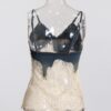 Lace patchwork camisole top+ denim shorts