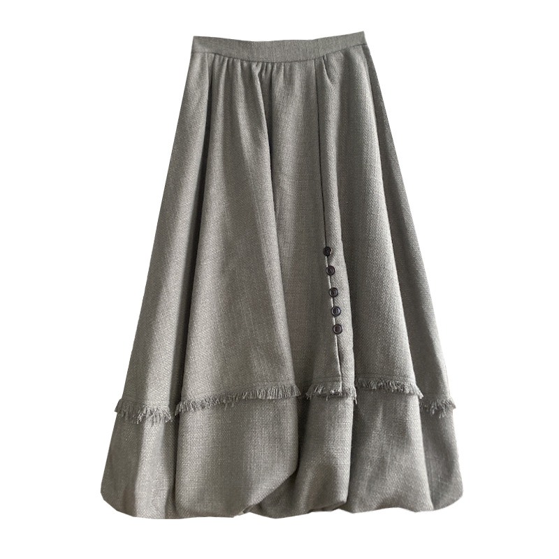 Patchwork Button Skirt