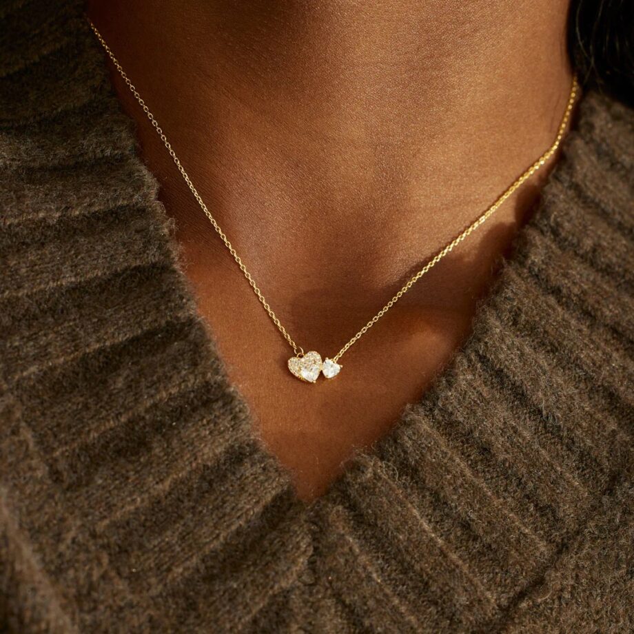 Dual Heart Silver Necklace