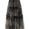 Vintage Printing Mesh Spliced Skirt