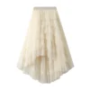 Irregular Mesh Gradient Color Pleated Skirts