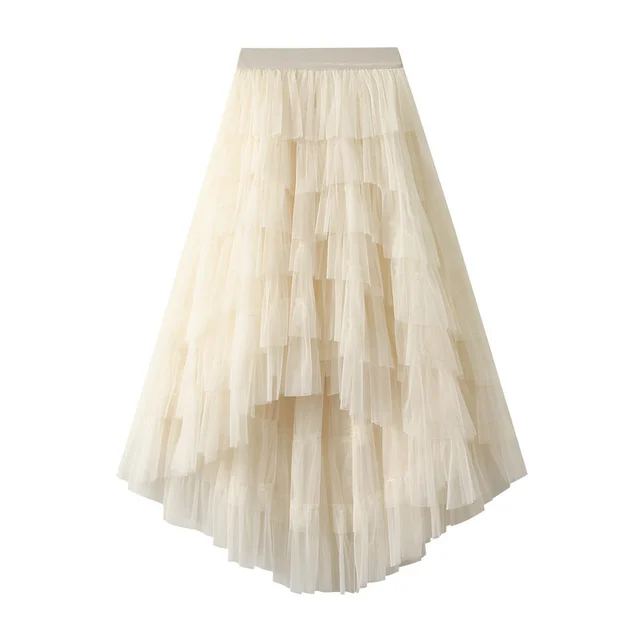 Irregular Mesh Gradient Color Pleated Skirts