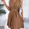 Graceful Tie Pleated Dress