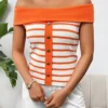 Sailor Stripe Off-Shoulder Top