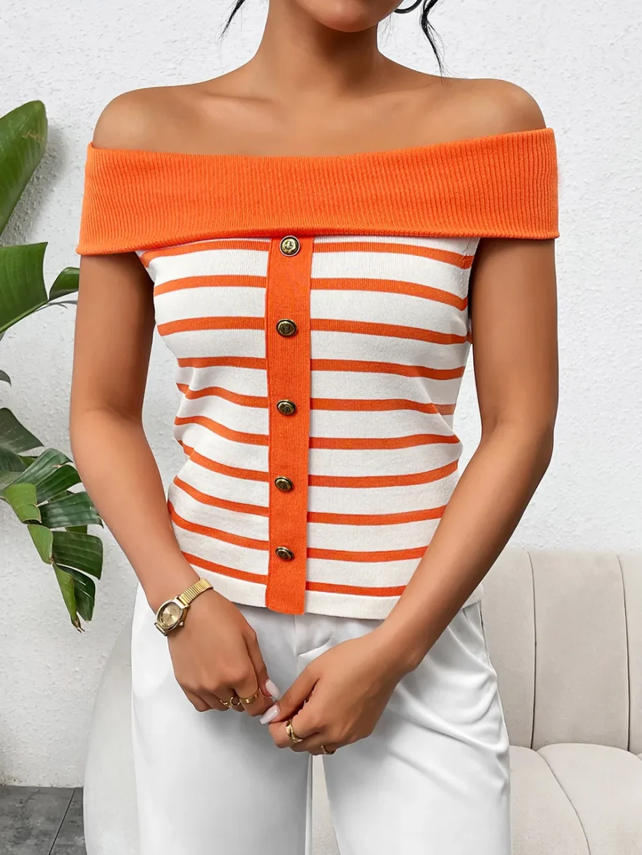 Sailor Stripe Off-Shoulder Top