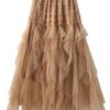 Gauze Spliced A-line Skirt