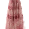 Vintage Printing Mesh Spliced Skirt