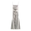 Metal foil pleated camisole