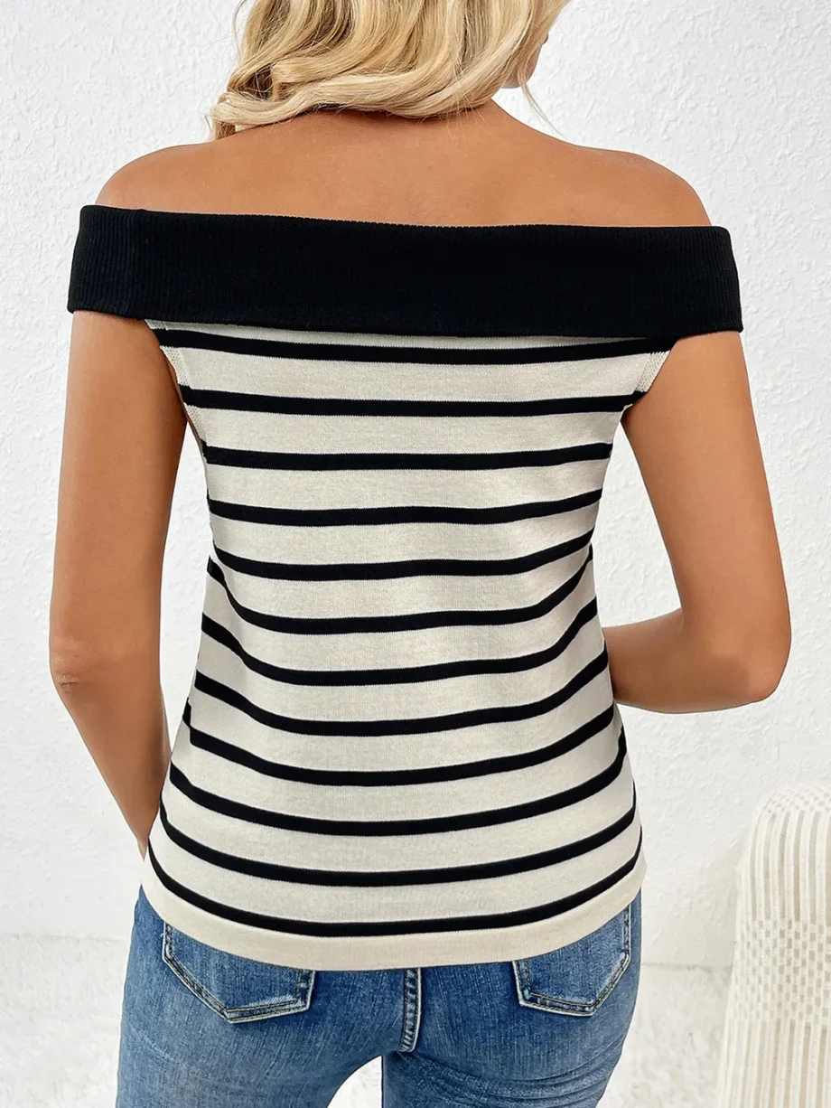 Sailor Stripe Off-Shoulder Top