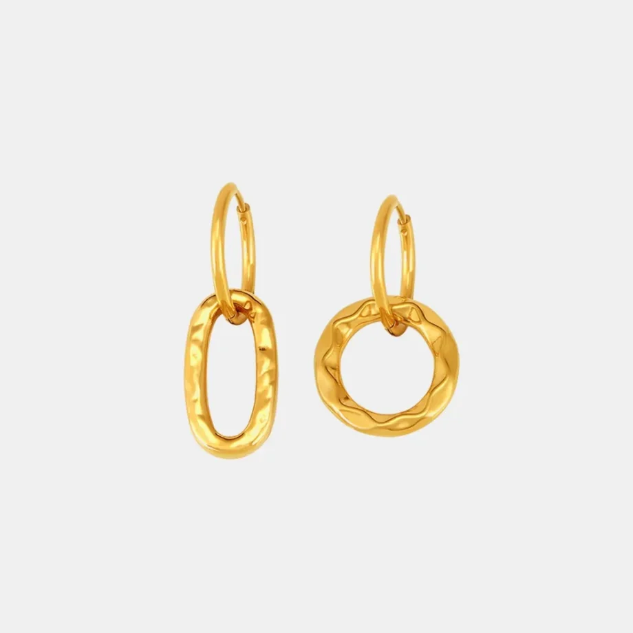 Retro Geometric Asymmetric Buckle Earrings