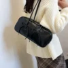 PU Leather Bow Trim Shoulder Bag