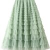 Mesh Ruffle Skirts Women's Temperament Elastic Waist Multi Layers Solid Color Party Cake Sweet Skirt