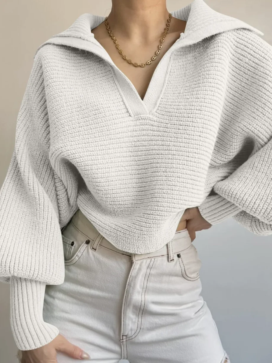 Crisp Collar Knit Sweater