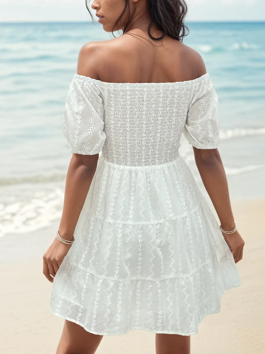 Eyelet Charm Off-Shoulder Dress