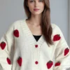 Strawberry knitted sweater cardigan jacket