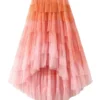Irregular Mesh Gradient Color Pleated Skirts