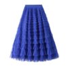 Mesh Ruffle Skirts Women's Temperament Elastic Waist Multi Layers Solid Color Party Cake Sweet Skirt