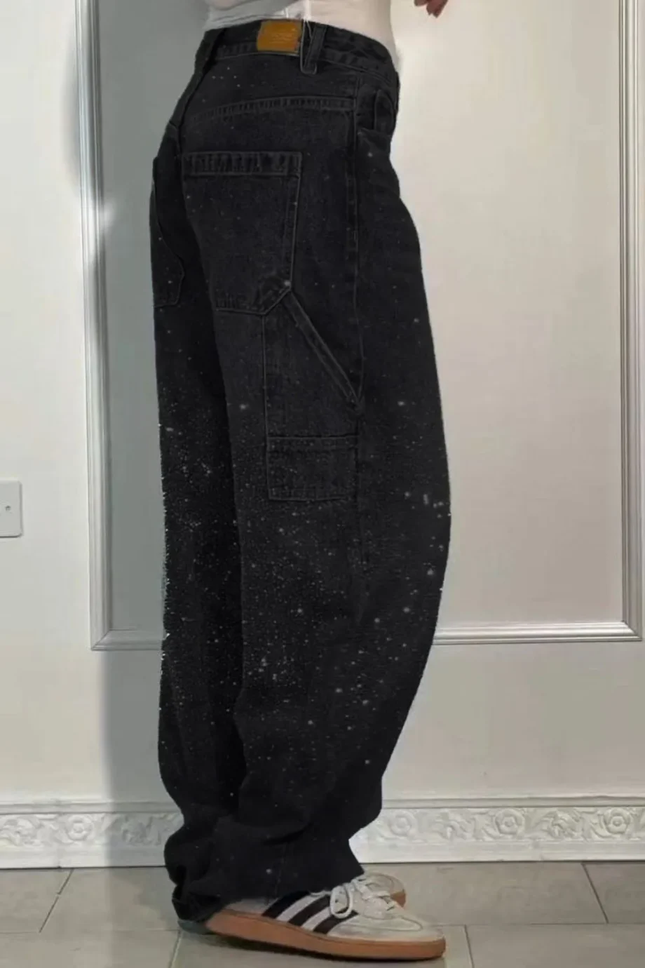 LuxeWashed Rhinestone Wide-Legs