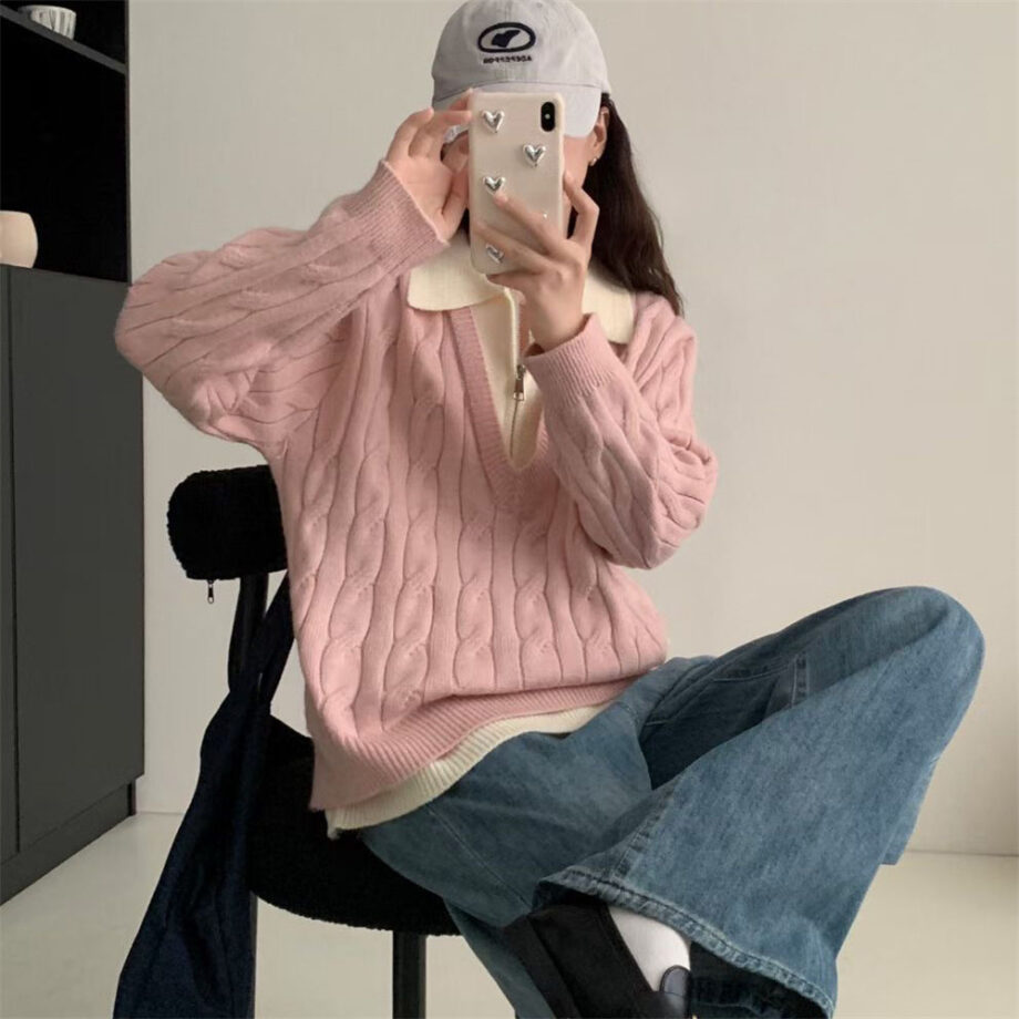 Lazy Twist Faux Two-Piece Sweater