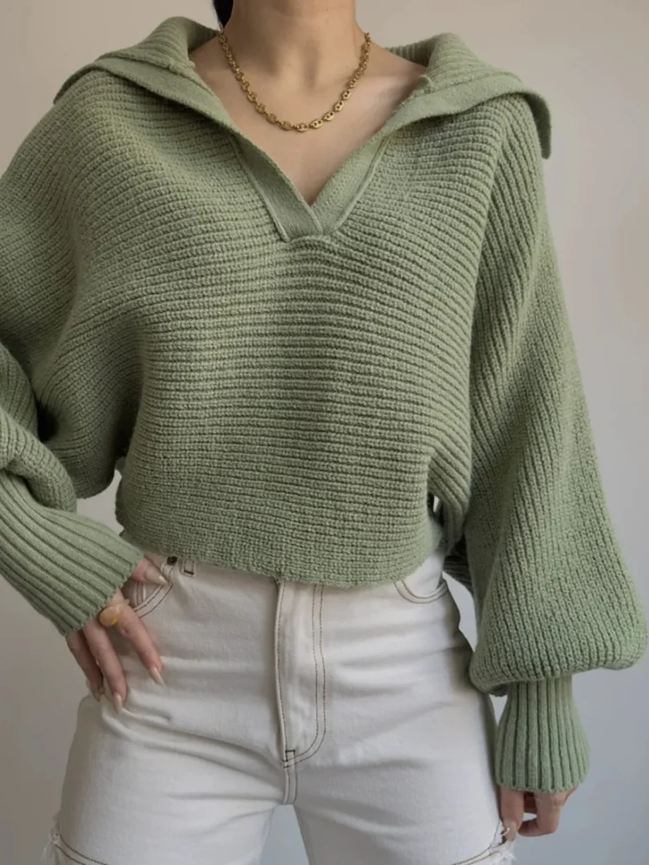 Crisp Collar Knit Sweater