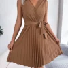 Graceful Tie Pleated Dress