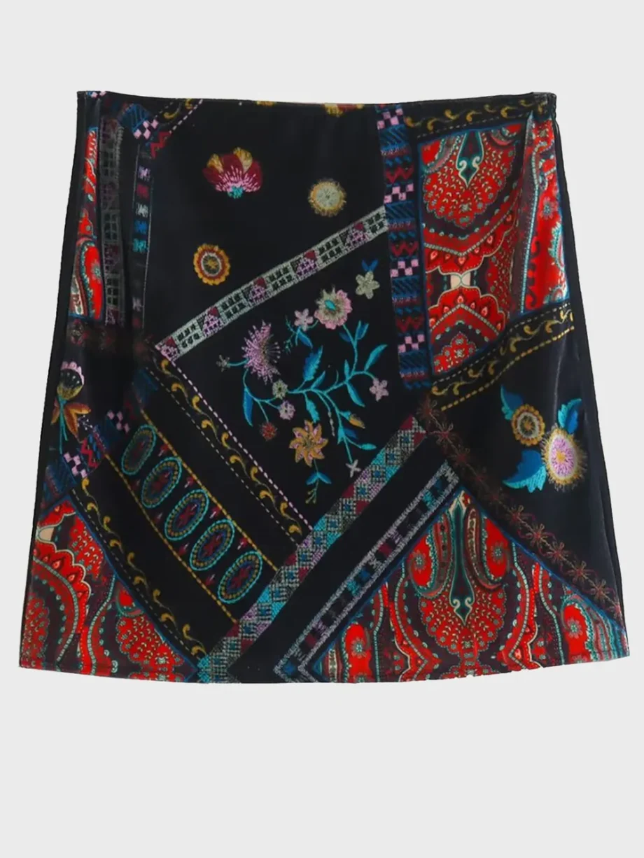 Printed Boho Mini Skirt