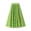 Mesh Ruffle Skirts Women's Temperament Elastic Waist Multi Layers Solid Color Party Cake Sweet Skirt