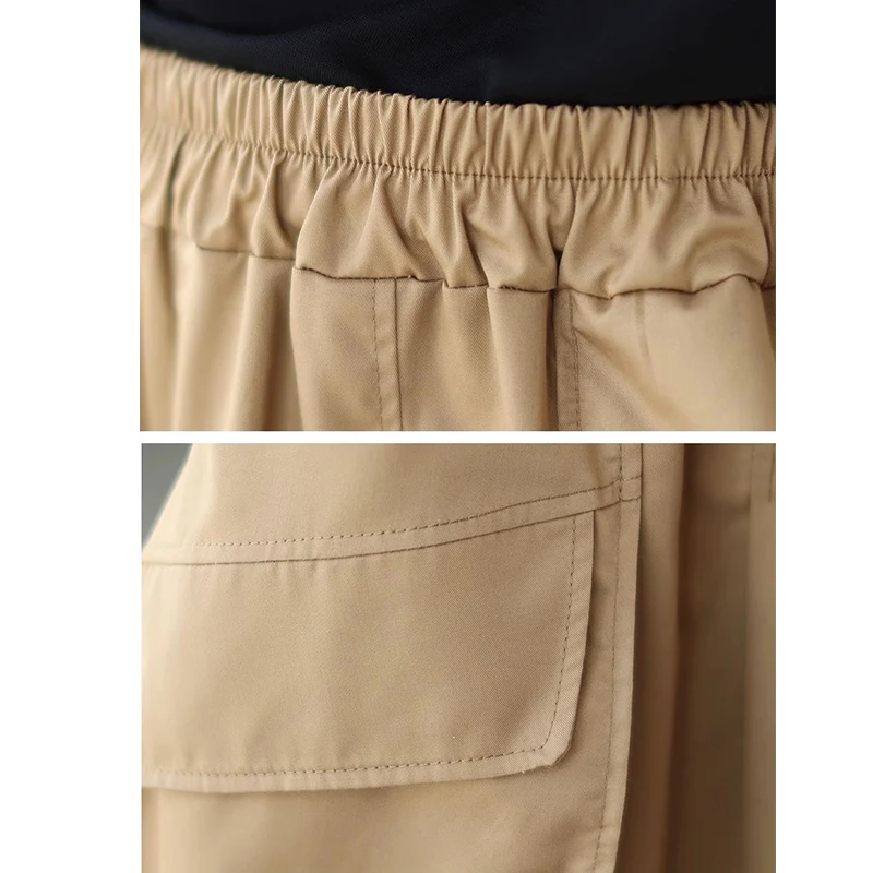 Loose Cotton Cargo Long Skirt