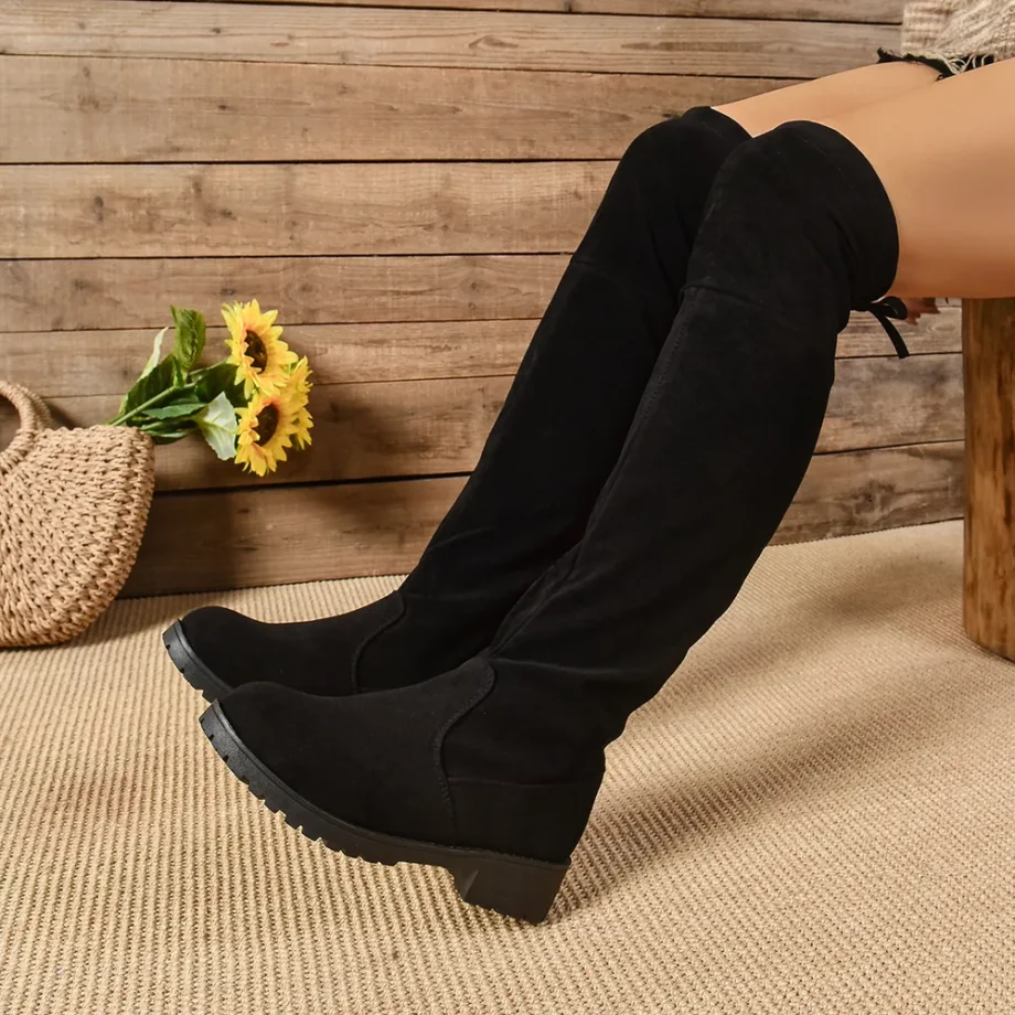 Low Heel Suede Boots