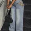 Lace-Up Wide Leg Jeans