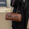 PU Leather Bow Trim Shoulder Bag