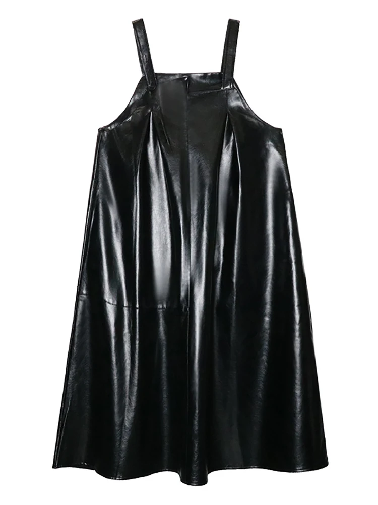 Bright PU leather camisole dress