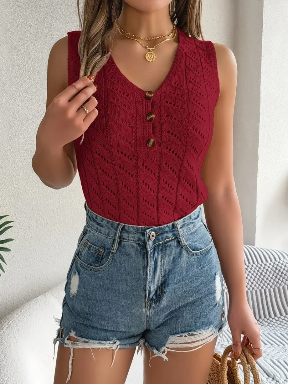 V-Neck Knit Sleeveless Vest