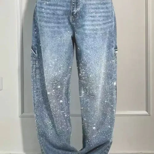 LuxeWashed Rhinestone Wide-Legs